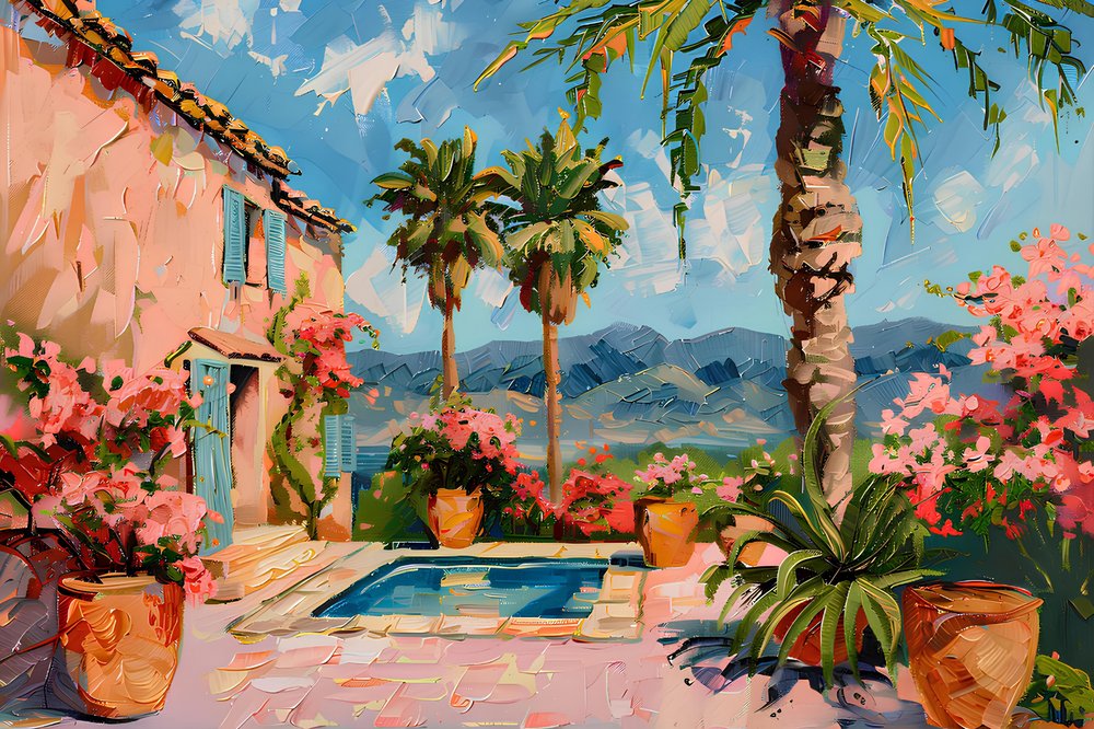 Mediterranean Poolside Garden by Avanesova Elena