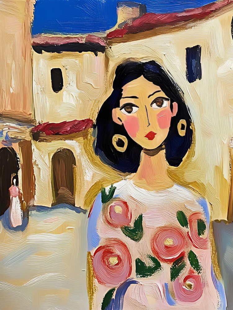 Painted Floral Town Woman by Avanesova Elena