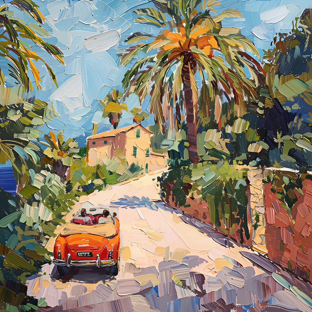 Red Car Coastal Drive by Avanesova Elena
