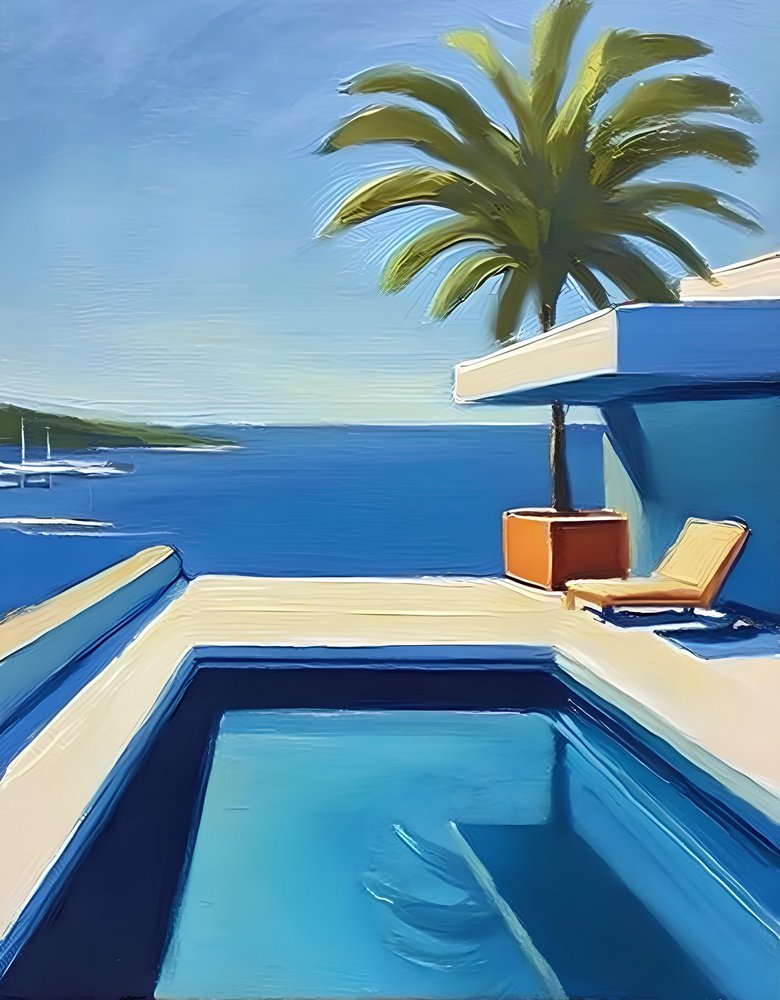 Sunny Coastal Poolside by Avanesova Elena