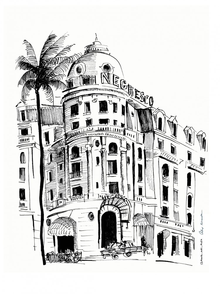 Historic Hotel Sketch by Awol Art Alex