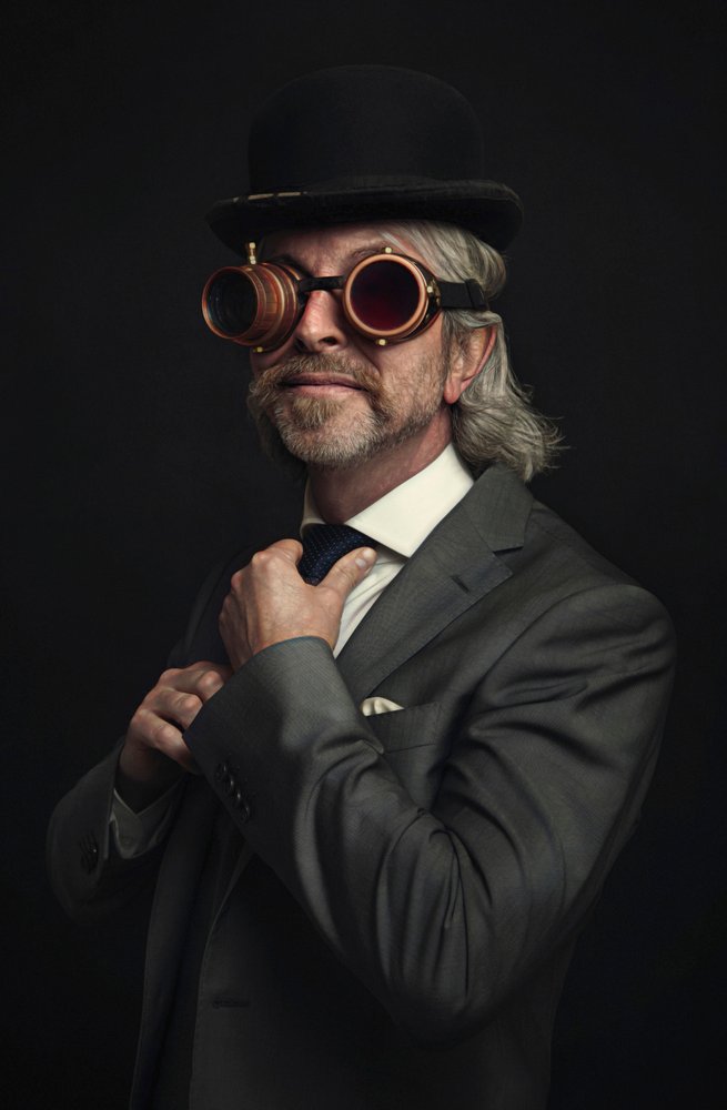 Gentleman in Steampunk Goggles by Baden Bowen