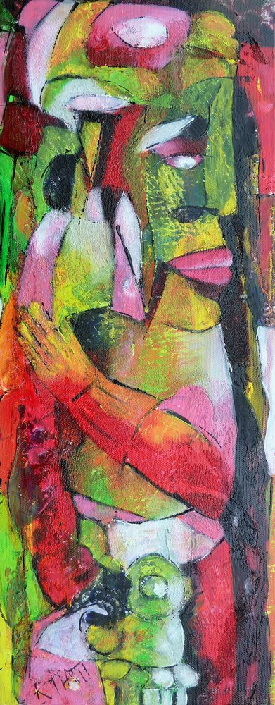 Abstract Mother Child Embrace by Barbara Piatti