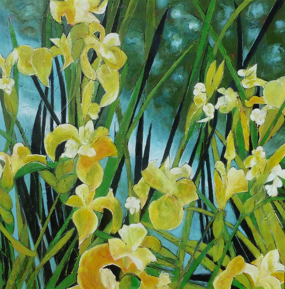 Vibrant Yellow Irises by Barbara Piatti