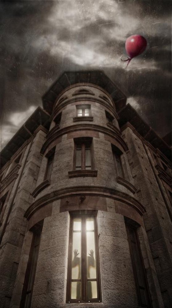 Haunted House Red Balloon by Beatriz Ballesteros Pérez