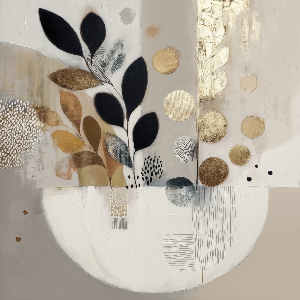 Golden Botanical Abstract by Bella Eve