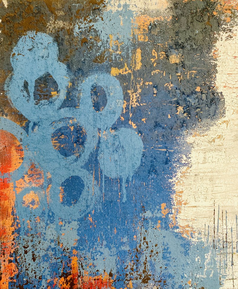 Distressed Blue Circles by Berit Pihl