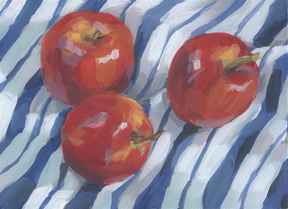 Red Apples on Stripes by Carrie Arnold
