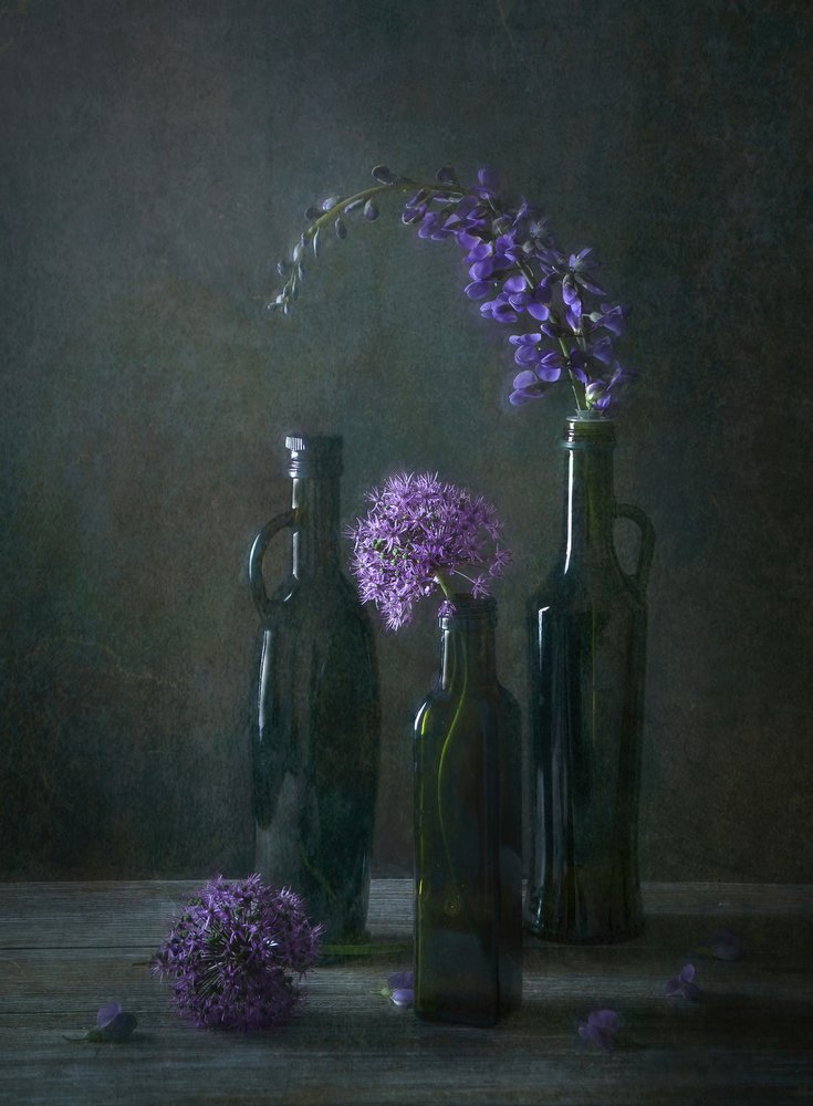 Moody Floral Bottles by Catherine Wang