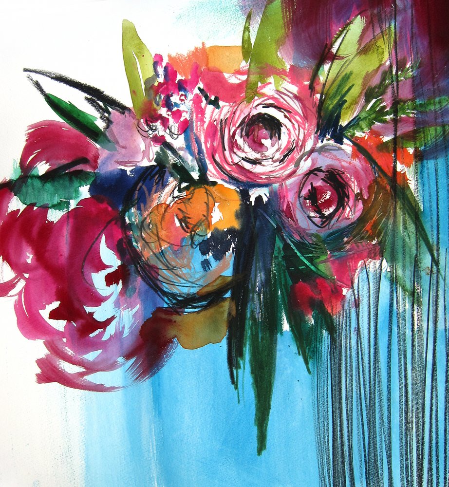 Vibrant Abstract Flowers by Christine Lindstrom