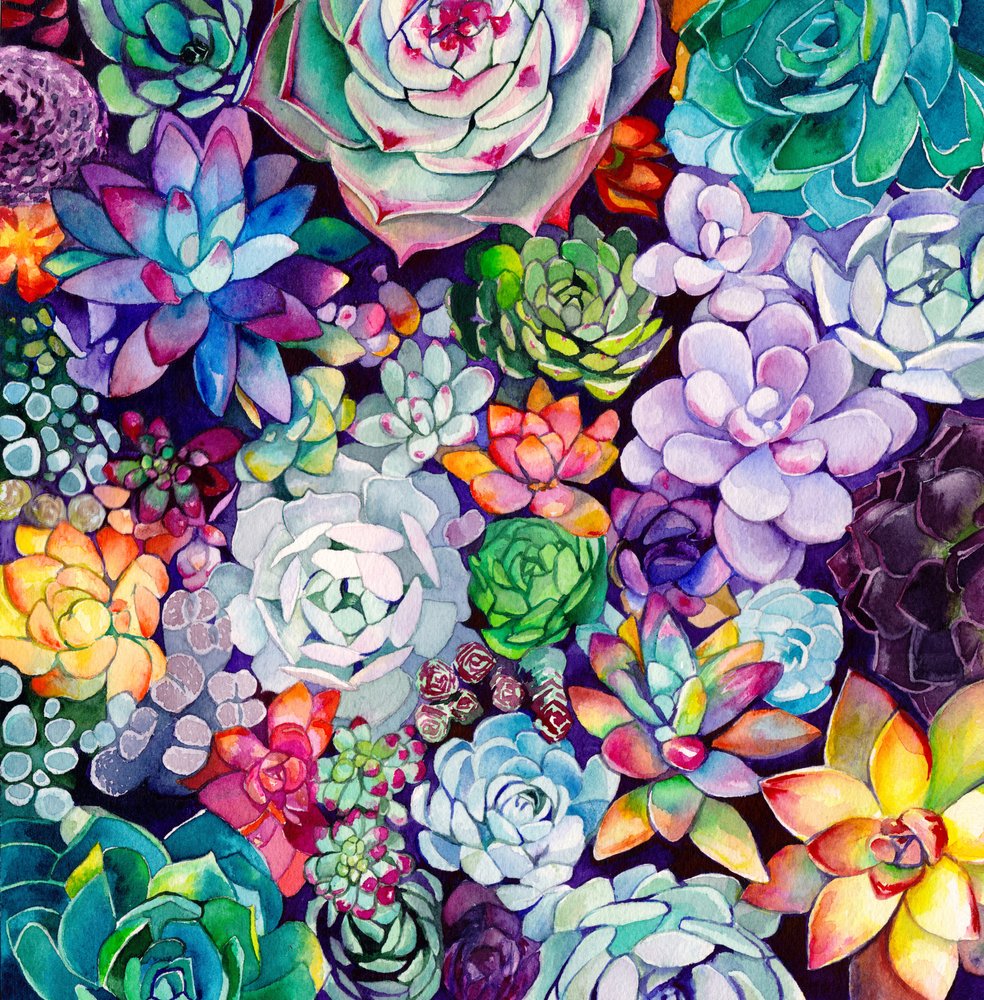 Vibrant Succulent Garden by Christine Lindstrom