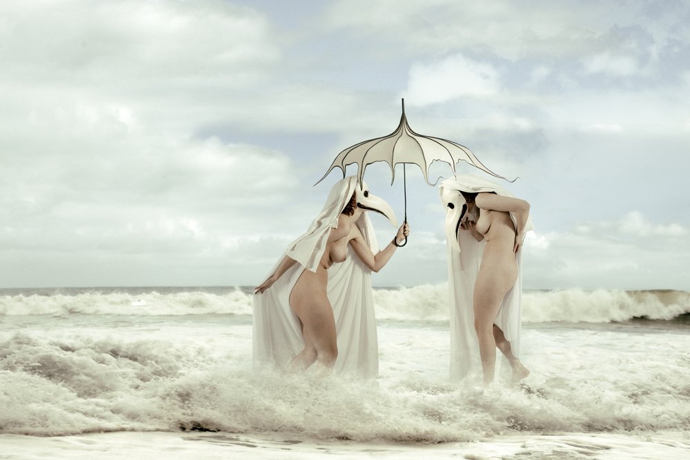 Masked Figures Ocean Waves by Christine von Diepenbroek