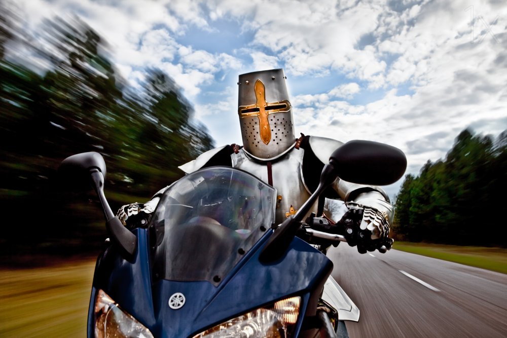 Knight On Motorcycle by Christophe Kiciak