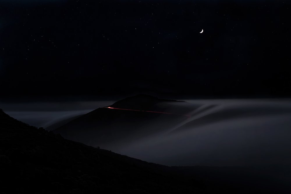 Misty Night Mountain Road by Chuanxu Ren