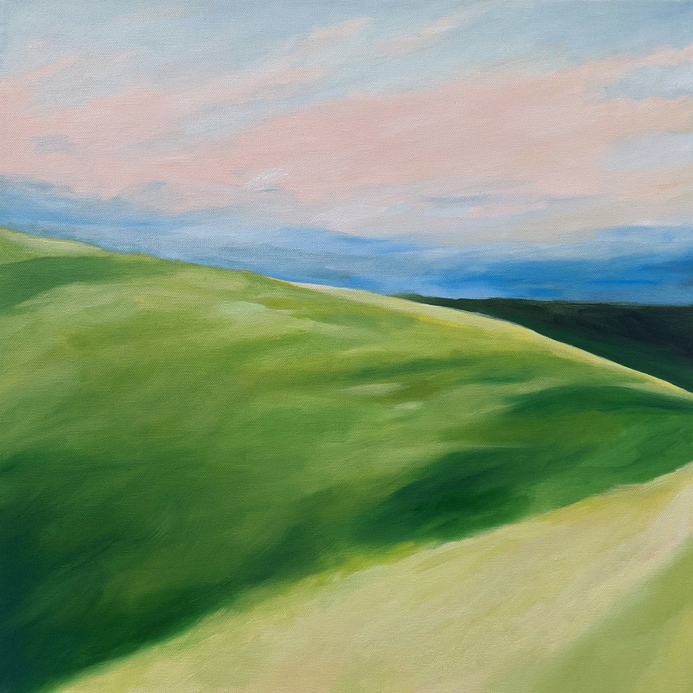 Green Hills Pastel Sky by Claire Whitehead
