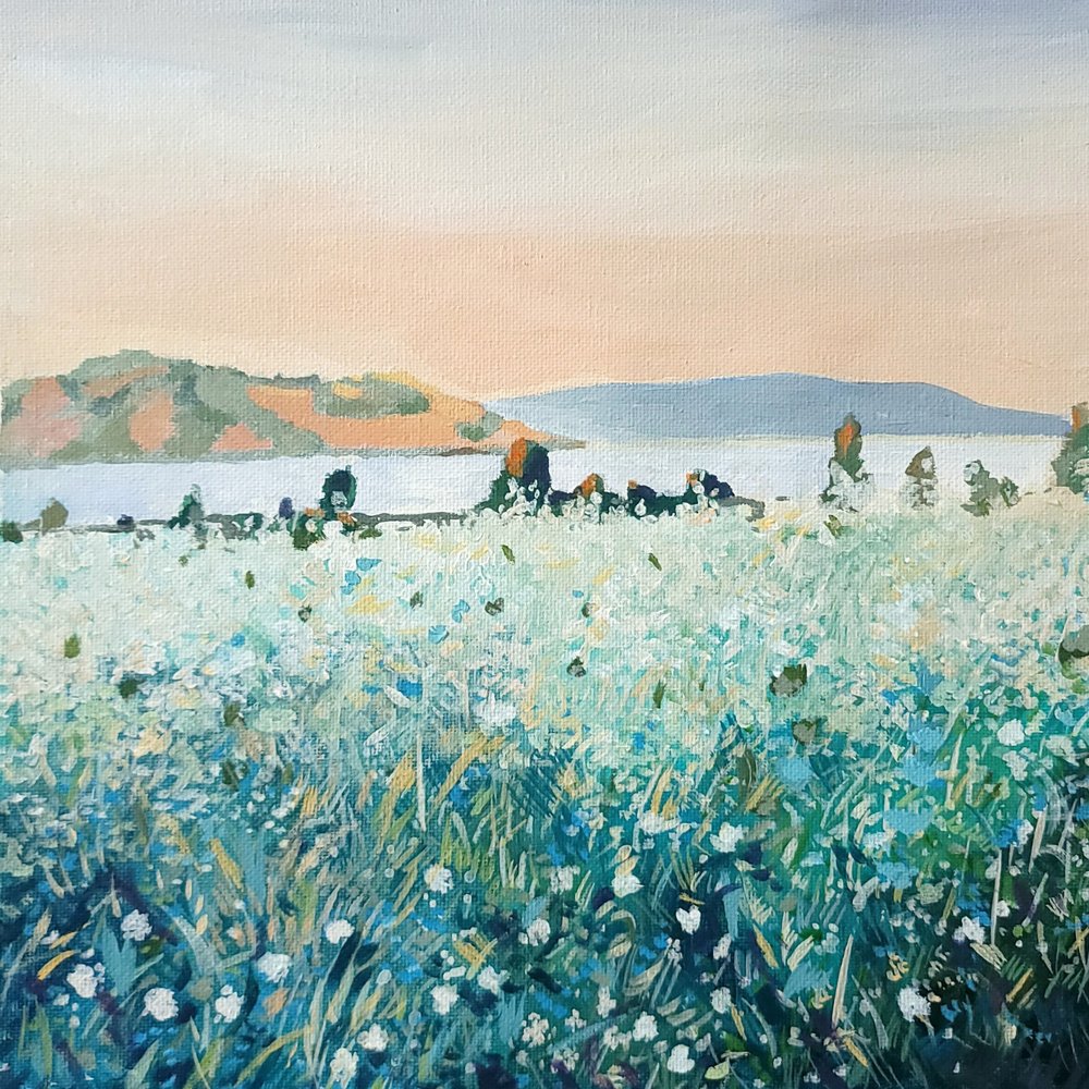 White Wildflowers by Water by Claire Whitehead