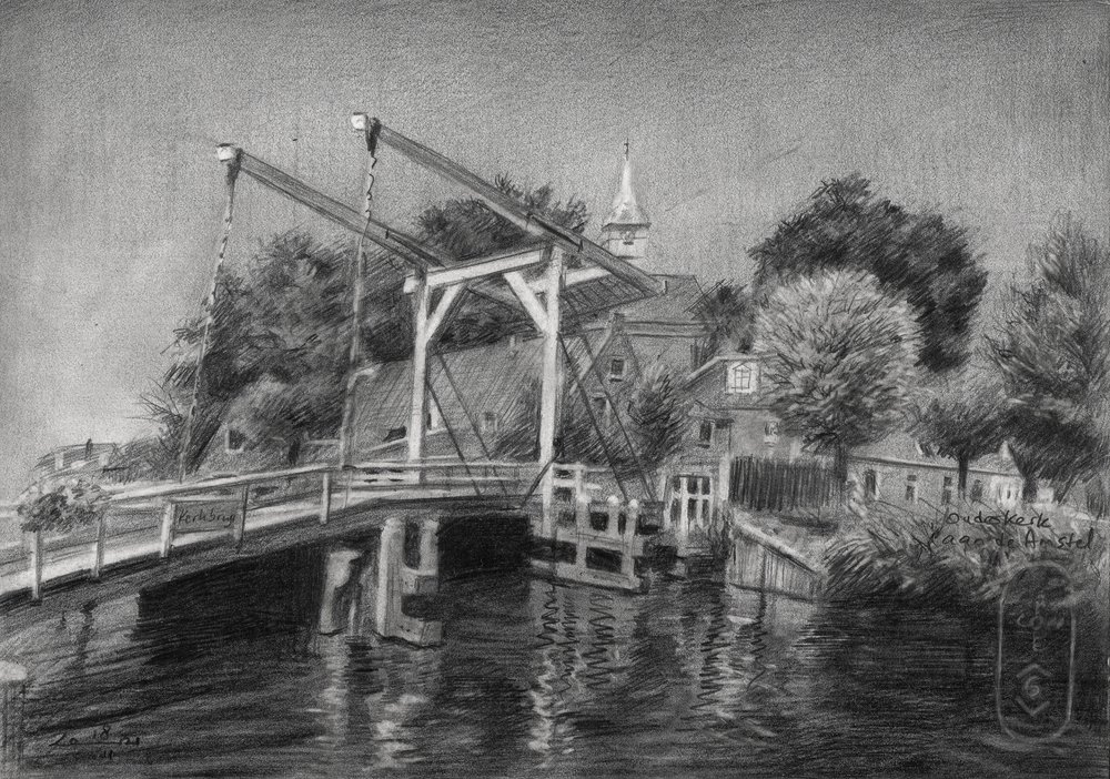 Dutch Canal Bridge Sketch by Corné Akkers