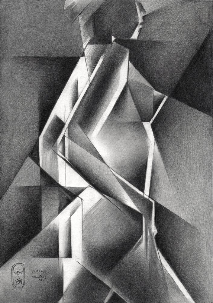 Dynamic Cubist Figure by Corné Akkers