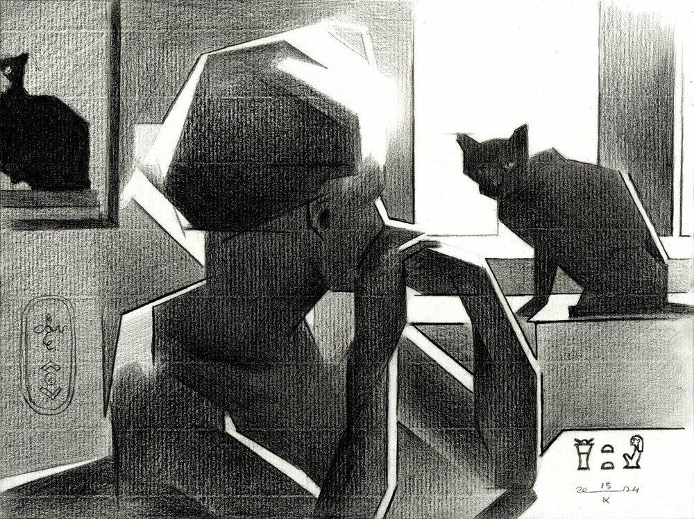 Egyptian Queen and Black Cat by Corné Akkers