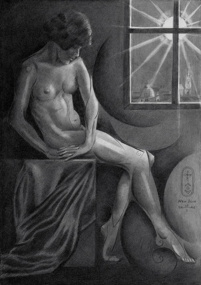Elegant Figure Window View by Corné Akkers