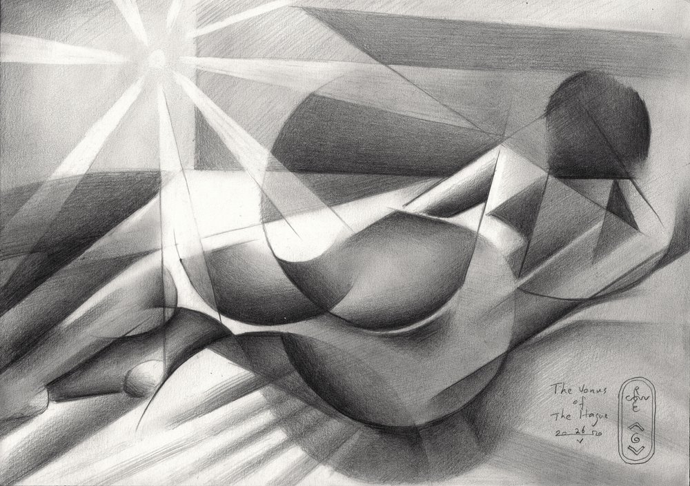 Geometric Reclining Nude by Corné Akkers
