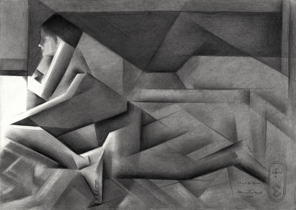 Geometric Woman Contemplating by Corné Akkers