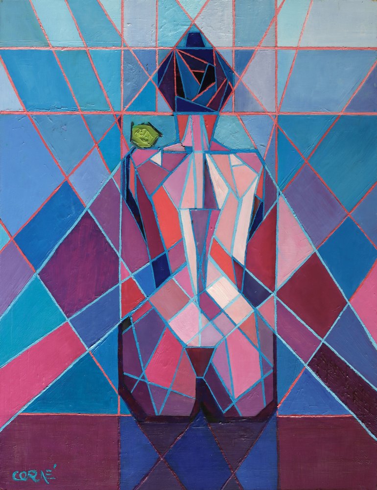 Geometric Woman With Lime by Corné Akkers
