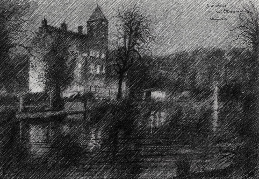 Night Castle Sketch by Corné Akkers
