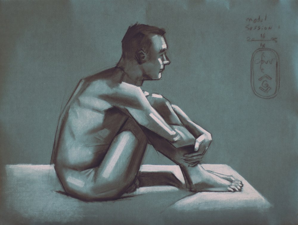 Pensive Male Figure by Corné Akkers