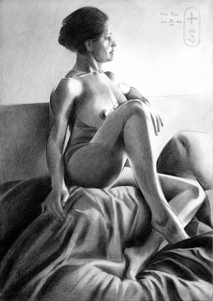 Pensive Nude Woman by Corné Akkers