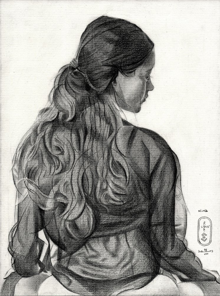 Pensive Woman Drawing by Corné Akkers