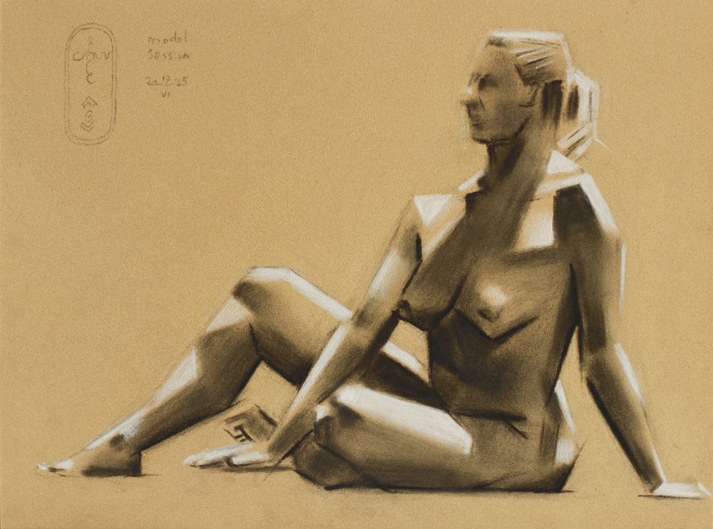 Seated Nude Charcoal Study by Corné Akkers