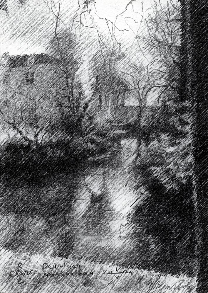 Serene Canal House Sketch by Corné Akkers