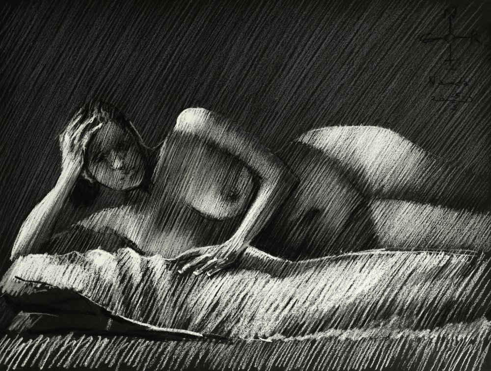 Shadowed Female Nude by Corné Akkers