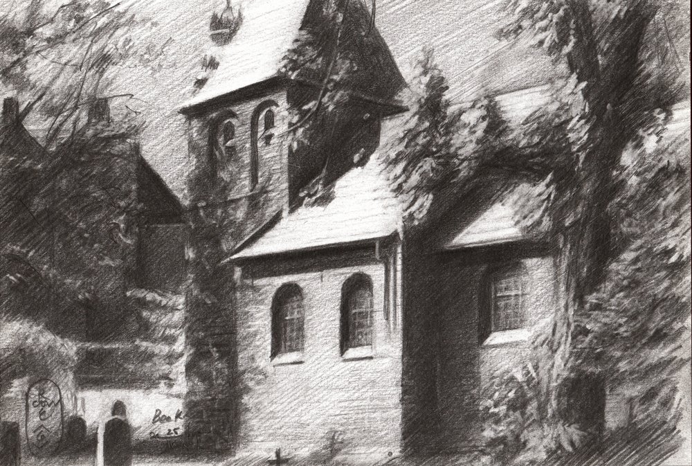 Solitary Figure Churchyard by Corné Akkers