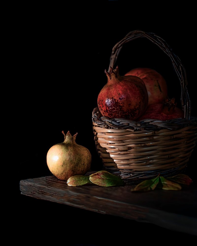 Dark Pomegranate Still Life by Corrado La Licata