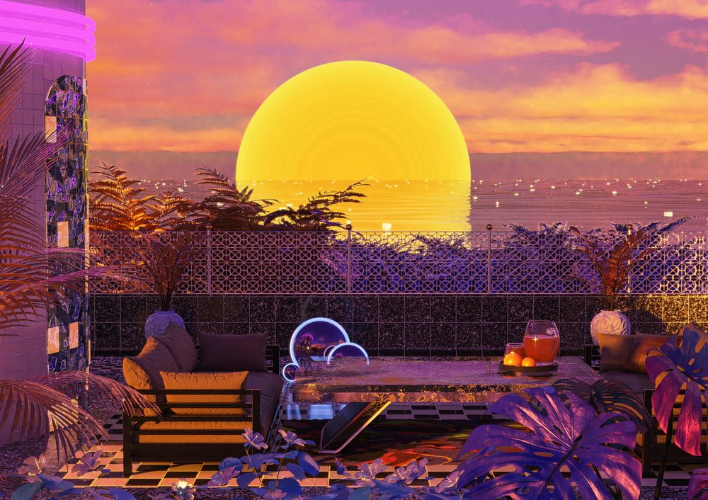 Neon Sunset Terrace by CosmoZach