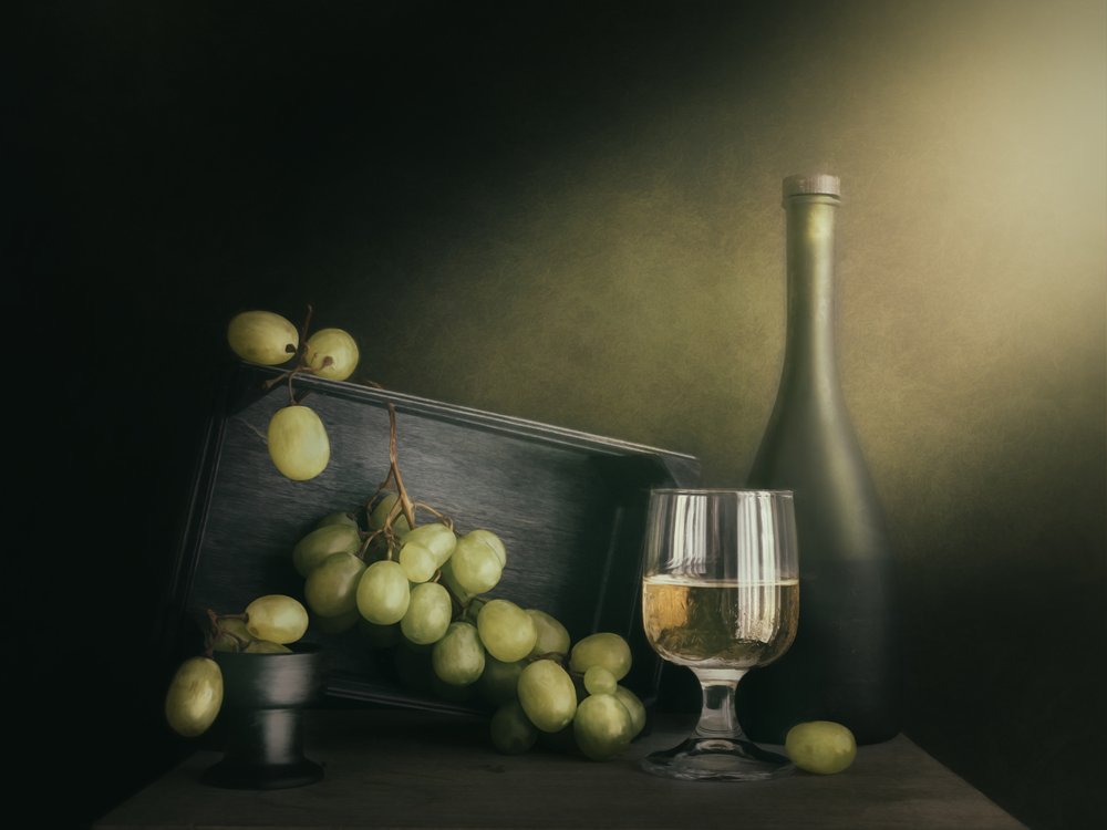 White Wine and Grapes by Cristiano Giani