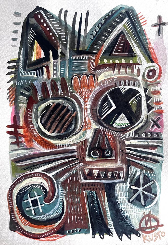 Abstract Cat Face by Daia Kusto
