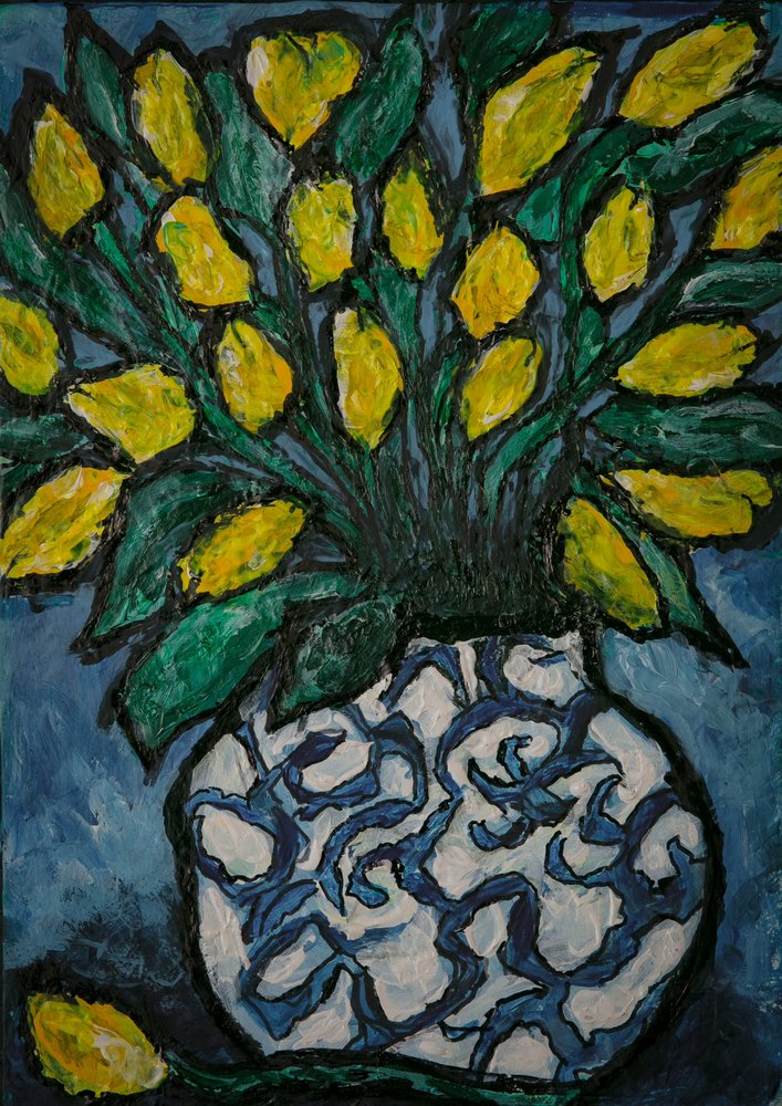 Blue Vase with Lemons by Dale Hefer & Family