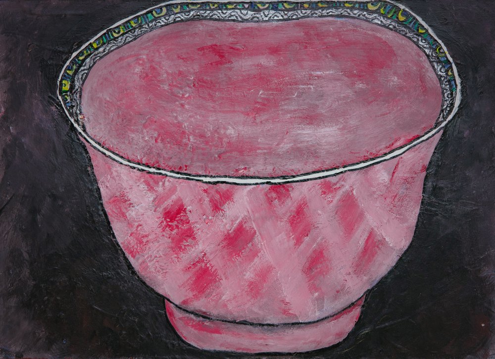 Patterned Pink Bowl by Dale Hefer & Family