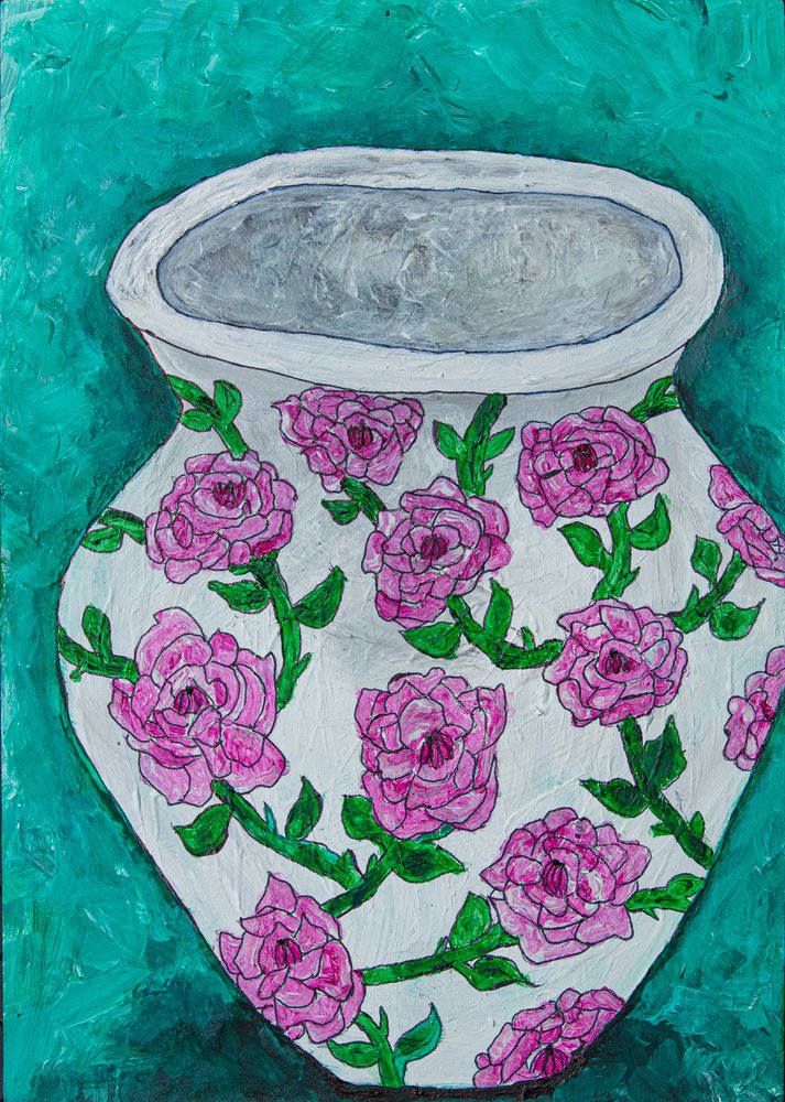 Pink Roses Vase by Dale Hefer & Family