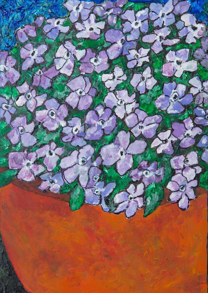 Vibrant Purple Potted Flowers by Dale Hefer & Family