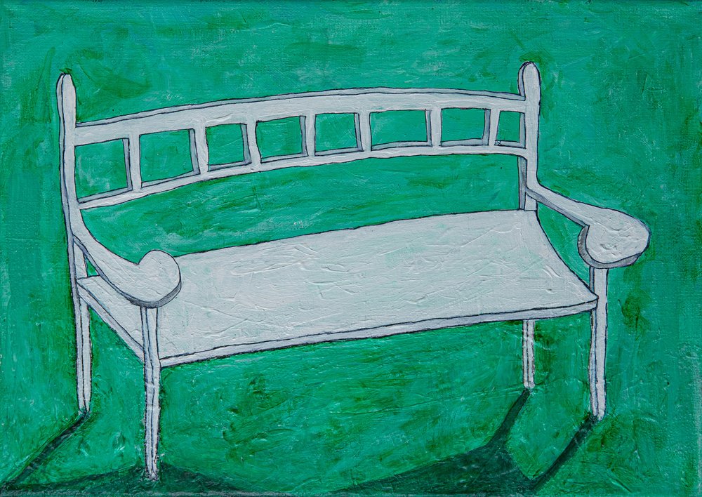 White Garden Bench by Dale Hefer & Family
