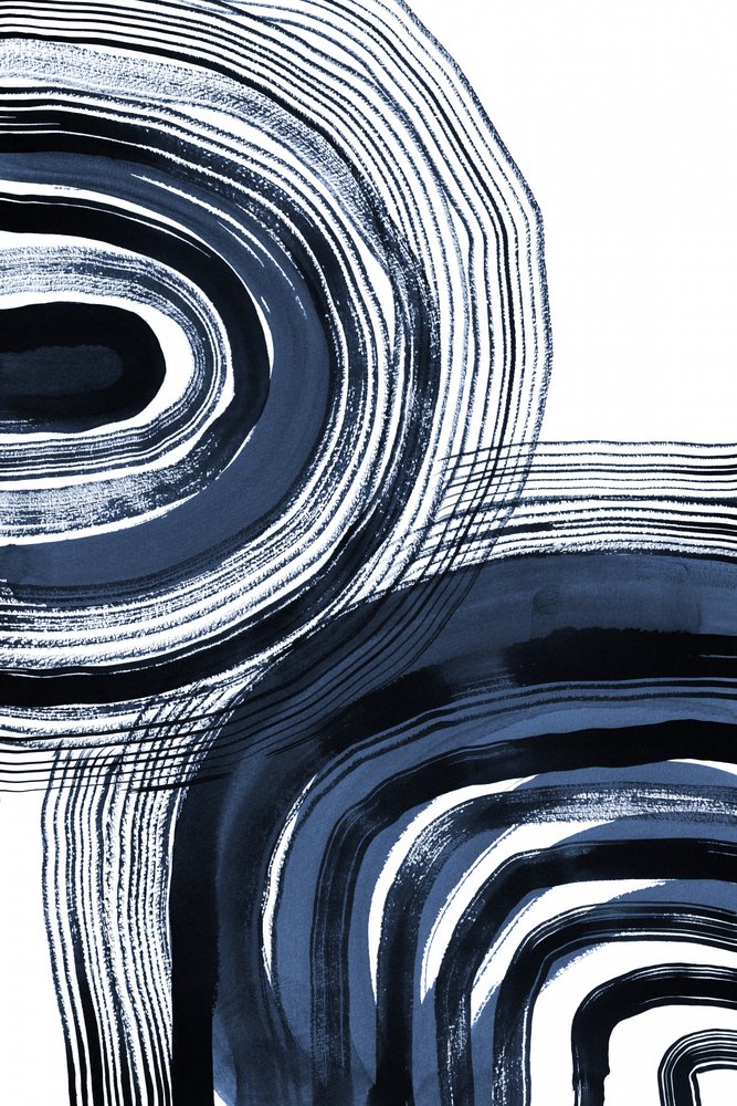 Abstract Indigo Curves by Danushka Abeygoda