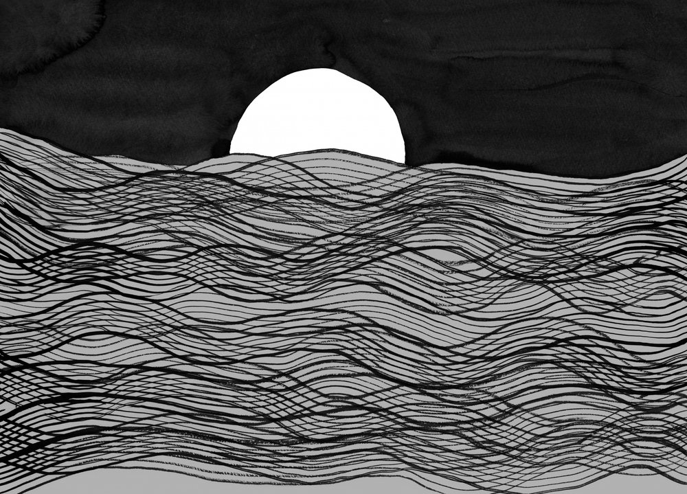 Moon Over Wavy Sea by Danushka Abeygoda