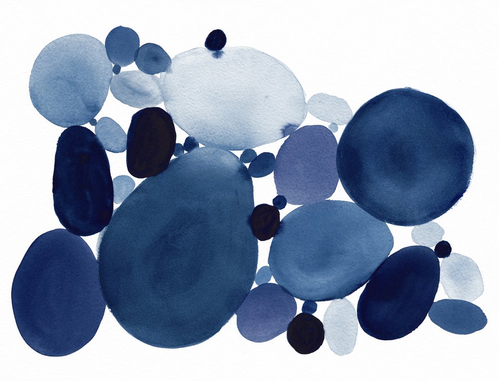 Watercolor Blue Pebbles by Danushka Abeygoda