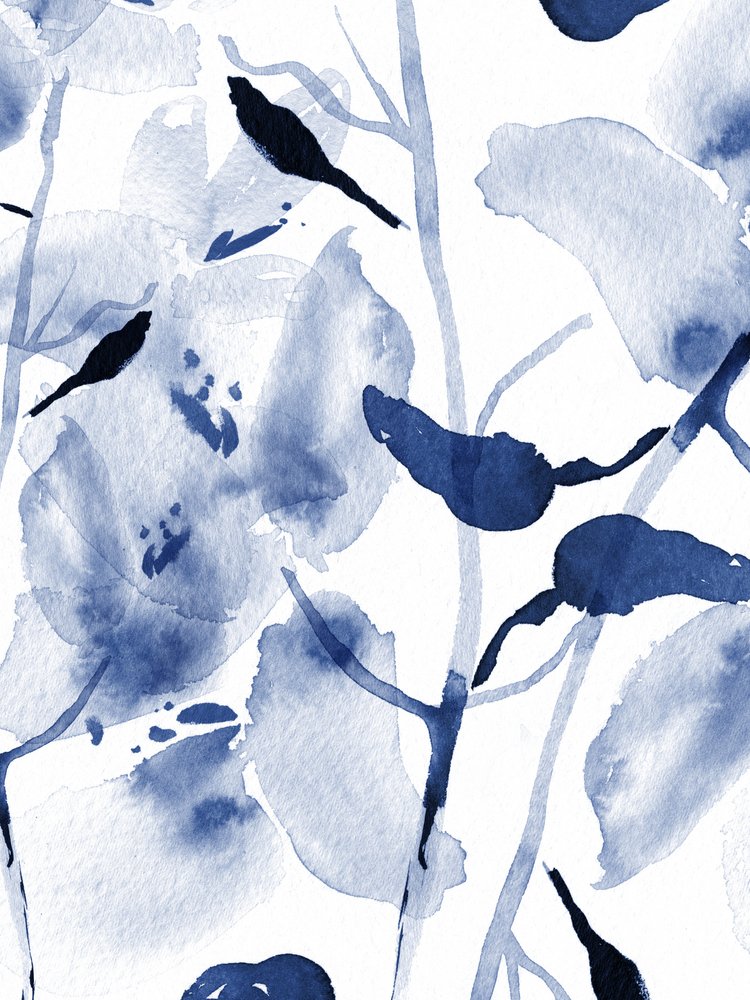 Watercolor Indigo Blooms by Danushka Abeygoda