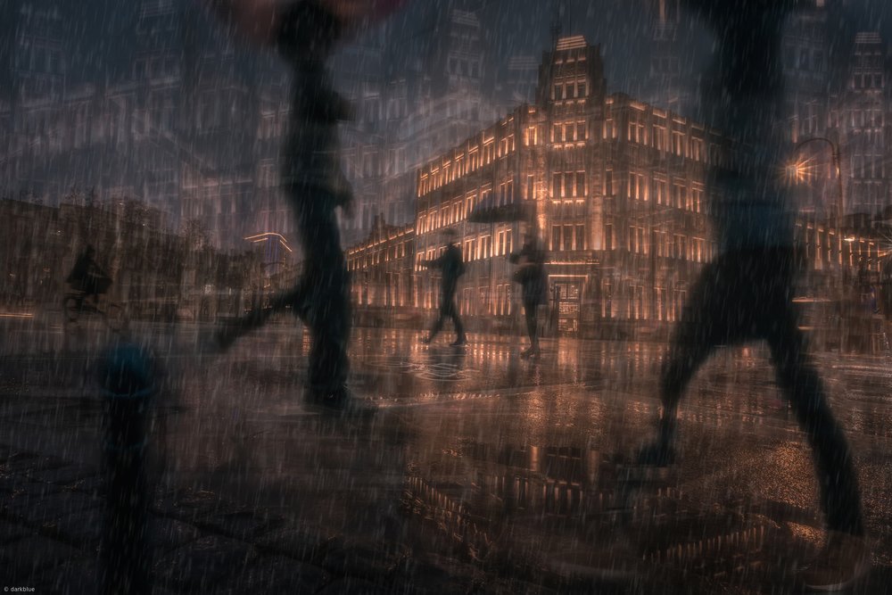 Rainy City Night by Dark Blue