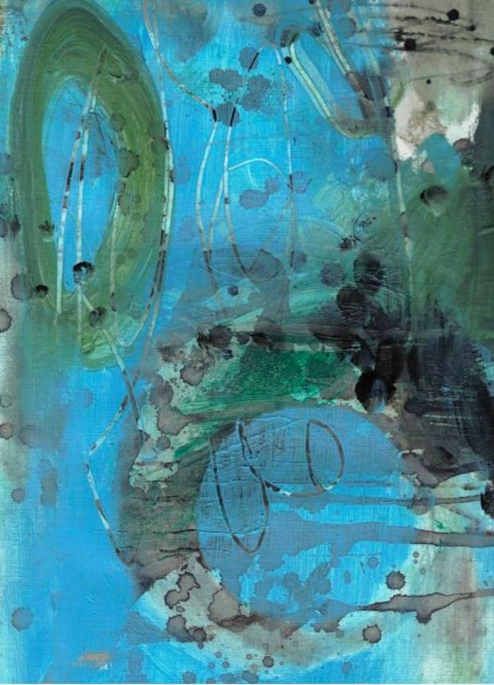 Fluid Blue Green Abstract by Deb Chaney